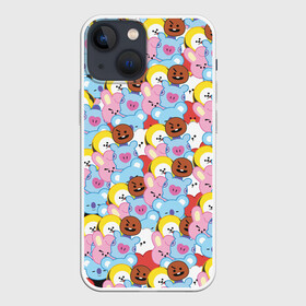 Чехол для iPhone 13 mini с принтом BTS BT21 STICKERS в Кировске,  |  | bt21 | bts | bts army | bts stickers | j hope | jimin | jin | jungkook | k pop | rap monster | rapmon | suga | v | бтс | корея | стикеры bts