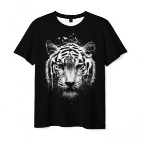 Мужская футболка 3D с принтом Dark Tiger в Кировске, 100% полиэфир | прямой крой, круглый вырез горловины, длина до линии бедер | africa | creepy | dark | desert | predator | scary | tiger | tigers | африка | жуткий | мрачный | пустыня | страшный | тигр | тигренок | тигрица | тигрицы | тигры | тигрята | хищник