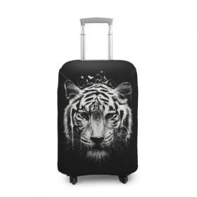 Чехол для чемодана 3D с принтом Dark Tiger в Кировске, 86% полиэфир, 14% спандекс | двустороннее нанесение принта, прорези для ручек и колес | africa | creepy | dark | desert | predator | scary | tiger | tigers | африка | жуткий | мрачный | пустыня | страшный | тигр | тигренок | тигрица | тигрицы | тигры | тигрята | хищник