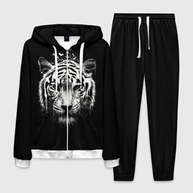 Мужской костюм 3D с принтом Dark Tiger в Кировске, 100% полиэстер | Манжеты и пояс оформлены тканевой резинкой, двухслойный капюшон со шнурком для регулировки, карманы спереди | africa | creepy | dark | desert | predator | scary | tiger | tigers | африка | жуткий | мрачный | пустыня | страшный | тигр | тигренок | тигрица | тигрицы | тигры | тигрята | хищник