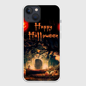 Чехол для iPhone 13 с принтом Halloween в Кировске,  |  | аниме | ведьма | девушка | зомби | ирландия | кладбище | колдун | кости | кошки | летучие | луна | мертвец | мёртвые | монстры | мыши | ночь | оборотни | пауки | паутина | подарок | праздник | свет | свечи