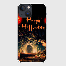 Чехол для iPhone 13 mini с принтом Halloween в Кировске,  |  | Тематика изображения на принте: аниме | ведьма | девушка | зомби | ирландия | кладбище | колдун | кости | кошки | летучие | луна | мертвец | мёртвые | монстры | мыши | ночь | оборотни | пауки | паутина | подарок | праздник | свет | свечи