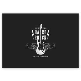 Поздравительная открытка с принтом HARD ROCK ГИТАРА в Кировске, 100% бумага | плотность бумаги 280 г/м2, матовая, на обратной стороне линовка и место для марки
 | Тематика изображения на принте: гитара | крылья | металл | музыка | рок | струны