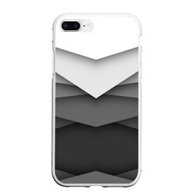 Чехол для iPhone 7Plus/8 Plus матовый с принтом Бумажные полосы в Кировске, Силикон | Область печати: задняя сторона чехла, без боковых панелей | Тематика изображения на принте: белый | геометрия | полосы | серый | треугольник | черный