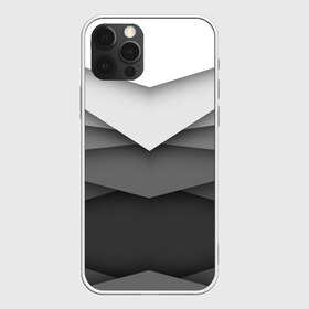 Чехол для iPhone 12 Pro Max с принтом Бумажные полосы в Кировске, Силикон |  | белый | геометрия | полосы | серый | треугольник | черный