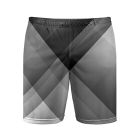Мужские шорты спортивные с принтом Геометрия (серый) в Кировске,  |  | белый | геометрия | полосы | серый | треугольник | черный