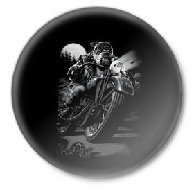Значок с принтом Biker dog / Пёс-байкер в Кировске,  металл | круглая форма, металлическая застежка в виде булавки | biker | choper | harleydavidson | moto | motorcycle | romantic | байкер | мото | моторомантик | пёс | романтик | собака | харлей | чопер