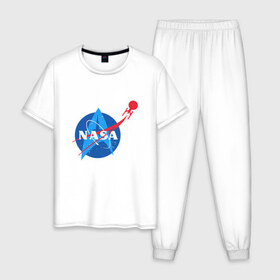 Мужская пижама хлопок с принтом NASA в Кировске, 100% хлопок | брюки и футболка прямого кроя, без карманов, на брюках мягкая резинка на поясе и по низу штанин
 | alien | earth | express | futurama | galaxy | moon | nasa | planet | space | star | ufo | world | астронавт | вселенная | гагарин | галактика | звезда | звезды | земля | инопл | космонавт | космос | луна | мир | наса | небо | нло | планета