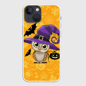 Чехол для iPhone 13 mini с принтом Совушка и хэллоуин в Кировске,  |  | halloween | летучая мышь | подарок на хэллоуин | прикольная сова | сова | сова и хэллоуин | совушка | тыква | тыква на хэллоуин | хэллоуин