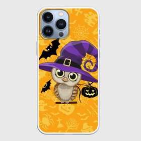 Чехол для iPhone 13 Pro Max с принтом Совушка и хэллоуин в Кировске,  |  | halloween | летучая мышь | подарок на хэллоуин | прикольная сова | сова | сова и хэллоуин | совушка | тыква | тыква на хэллоуин | хэллоуин