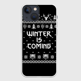 Чехол для iPhone 13 mini с принтом ВЕДЬМАК НОВОГОДНИЙ в Кировске,  |  | christmas | hunter | snow | the witcher | wild hunt | winter | winter is coming | ведьмак | геральт | дикая охота | зима близко | монстры | новогодний | новый год | охотник | снег | трисс | цири