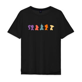 Мужская футболка хлопок Oversize с принтом Futurama characters в Кировске, 100% хлопок | свободный крой, круглый ворот, “спинка” длиннее передней части | Тематика изображения на принте: bender | fry | futurama | planet express | бендер | гипножаба | зойдберг | лила | фрай | футурама