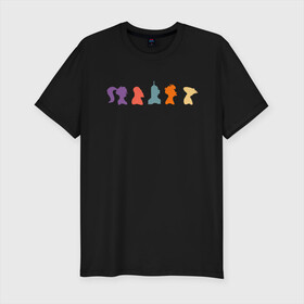 Мужская футболка хлопок Slim с принтом Futurama characters в Кировске, 92% хлопок, 8% лайкра | приталенный силуэт, круглый вырез ворота, длина до линии бедра, короткий рукав | bender | fry | futurama | planet express | бендер | гипножаба | зойдберг | лила | фрай | футурама