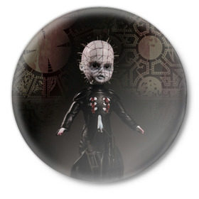 Значок с принтом Восставший из ада в Кировске,  металл | круглая форма, металлическая застежка в виде булавки | восставший | из ада | кино | кукла | ужасы | фильм