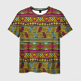 Мужская футболка 3D с принтом Этнический орнамент в Кировске, 100% полиэфир | прямой крой, круглый вырез горловины, длина до линии бедер | Тематика изображения на принте: африка | геометрия | индия | орнамент | узор | этно