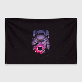 Флаг-баннер с принтом Карманная вселенная в Кировске, 100% полиэстер | размер 67 х 109 см, плотность ткани — 95 г/м2; по краям флага есть четыре люверса для крепления | астронавт | вселенная | галактика | звезда | космонавт | космос | свет | скафандр | солнце | стекло | тени | черная дыра