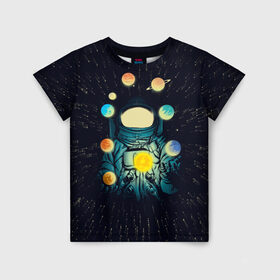 Детская футболка 3D с принтом Космический жонглер в Кировске, 100% гипоаллергенный полиэфир | прямой крой, круглый вырез горловины, длина до линии бедер, чуть спущенное плечо, ткань немного тянется | Тематика изображения на принте: астронавт | венера | вселенная | галактика | звезда | земля | космонавт | космос | марс | меркурий | планеты | сатурн | свет | скафандр | солнце | стекло | тени | уран | юпитер