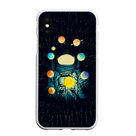 Чехол для iPhone XS Max матовый с принтом Космический жонглер в Кировске, Силикон | Область печати: задняя сторона чехла, без боковых панелей | астронавт | венера | вселенная | галактика | звезда | земля | космонавт | космос | марс | меркурий | планеты | сатурн | свет | скафандр | солнце | стекло | тени | уран | юпитер