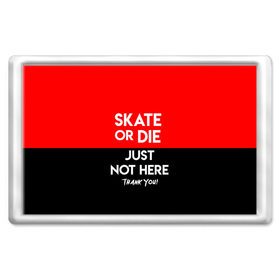 Магнит 45*70 с принтом SKATE OR DIE в Кировске, Пластик | Размер: 78*52 мм; Размер печати: 70*45 | skate | sport | гонка | скейт | скейтер | спорт | спортивный | череп