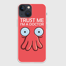 Чехол для iPhone 13 mini с принтом Trust Me Im a Doctor в Кировске,  |  | all | bender | doctor | futurama | humans | kill | mult | robot | simpsons | space | trust | zoidberg | бендер | зойдберг | космос | мульт | мультик | мультфильм | робот | симпсоны | футурама