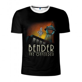 Мужская футболка 3D спортивная с принтом Bender The Offender в Кировске, 100% полиэстер с улучшенными характеристиками | приталенный силуэт, круглая горловина, широкие плечи, сужается к линии бедра | Тематика изображения на принте: all | bender | doctor | futurama | humans | kill | mult | robot | simpsons | space | trust | zoidberg | бендер | зойдберг | космос | мульт | мультик | мультфильм | робот | симпсоны | футурама