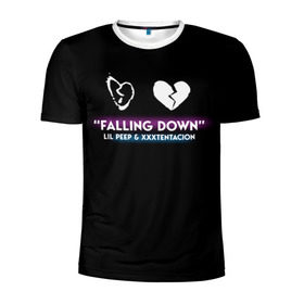 Мужская футболка 3D спортивная с принтом Lil Peep Falling Down в Кировске, 100% полиэстер с улучшенными характеристиками | приталенный силуэт, круглая горловина, широкие плечи, сужается к линии бедра | cloudrap | lil peep | rap | xxx | xxxtentacion