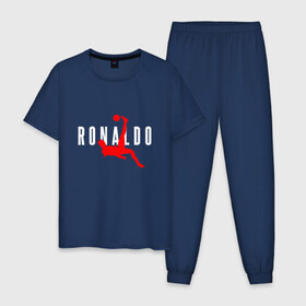 Мужская пижама хлопок с принтом Ronaldo в Кировске, 100% хлопок | брюки и футболка прямого кроя, без карманов, на брюках мягкая резинка на поясе и по низу штанин
 | champion | cr7 | cristiano | game | goal | italy | juventus | madrid | real | ronaldo | spain | team | буффон | гол | дибала | золотой мяч | игрок | испания | италия | криштиану | мадрид | португалия | реал | роналду | спорт | тренер | футбол | 