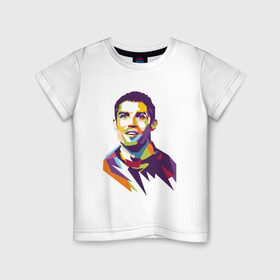 Детская футболка хлопок с принтом Cristiano Ronaldo в Кировске, 100% хлопок | круглый вырез горловины, полуприлегающий силуэт, длина до линии бедер | 