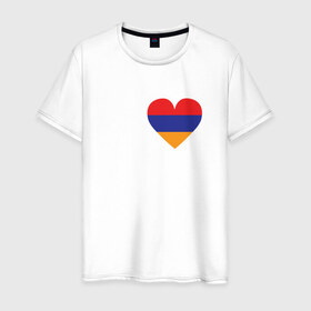 Мужская футболка хлопок с принтом Love Armenia в Кировске, 100% хлопок | прямой крой, круглый вырез горловины, длина до линии бедер, слегка спущенное плечо. | 