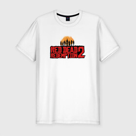 Мужская футболка хлопок Slim с принтом Red Dead Redemption 2 в Кировске, 92% хлопок, 8% лайкра | приталенный силуэт, круглый вырез ворота, длина до линии бедра, короткий рукав | game | rdr2 | red dead redemption 2 | rockstar studios | игры