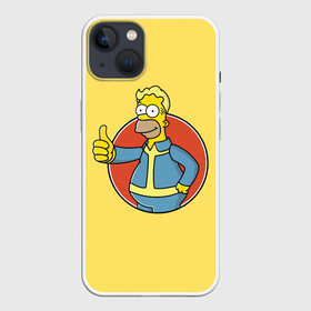 Чехол для iPhone 13 с принтом Homer Fallout в Кировске,  |  | bart | comedy | familt | homer | lisa | maggie | marge | mult | series | simpson | simpsons | springfield | барт | гомер | комедия | лиза | мардж | мэгги | прикол | приколы | семья | сериал | симпсон | симпсоны | спрингфилд