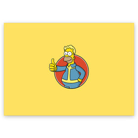 Поздравительная открытка с принтом Homer Fallout в Кировске, 100% бумага | плотность бумаги 280 г/м2, матовая, на обратной стороне линовка и место для марки
 | bart | comedy | familt | homer | lisa | maggie | marge | mult | series | simpson | simpsons | springfield | барт | гомер | комедия | лиза | мардж | мэгги | прикол | приколы | семья | сериал | симпсон | симпсоны | спрингфилд