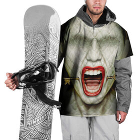 Накидка на куртку 3D с принтом American Horror Story в Кировске, 100% полиэстер |  | ahs | american horror story | hotel | американская история ужасов | губы | ключ | лицо
