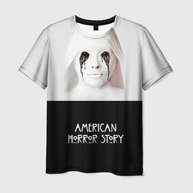 Мужская футболка 3D с принтом American Horror Story в Кировске, 100% полиэфир | прямой крой, круглый вырез горловины, длина до линии бедер | ahs | american horror story | американская история ужасов | демон | краска | лицо | макияж | монашка | черные глаза