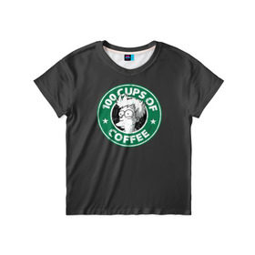 Детская футболка 3D с принтом 100 cups of coffee в Кировске, 100% гипоаллергенный полиэфир | прямой крой, круглый вырез горловины, длина до линии бедер, чуть спущенное плечо, ткань немного тянется | coffee | express | fry | futurama | future | leela | philip | planet | turanga | zoidberg | бендер | будущее | джей | зойдберг | кофе | лила | родригес | сгибальщик | туранга | филип | фрай | футурама