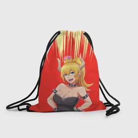 Рюкзак-мешок 3D с принтом Bowsette в Кировске, 100% полиэстер | плотность ткани — 200 г/м2, размер — 35 х 45 см; лямки — толстые шнурки, застежка на шнуровке, без карманов и подкладки | 