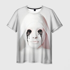 Мужская футболка 3D с принтом American Horror Story в Кировске, 100% полиэфир | прямой крой, круглый вырез горловины, длина до линии бедер | ahs | american horror story | американская история ужасов | демон | лицо | макияж | монашка | черные глаза