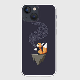 Чехол для iPhone 13 mini с принтом Coffee Fox в Кировске,  |  | coffee | cute | fox | foxes | ginger | tail | забавная | кофе | кофеёк | кофеёчек | лис | лиса | лисица | лисицы | лисичка | лисички | лисы | милая | рыжая | рыжие | смешная | фыр | хвост | хвосты