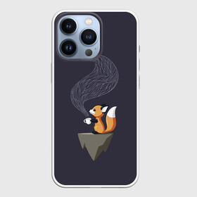 Чехол для iPhone 13 Pro с принтом Coffee Fox в Кировске,  |  | Тематика изображения на принте: coffee | cute | fox | foxes | ginger | tail | забавная | кофе | кофеёк | кофеёчек | лис | лиса | лисица | лисицы | лисичка | лисички | лисы | милая | рыжая | рыжие | смешная | фыр | хвост | хвосты