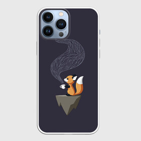 Чехол для iPhone 13 Pro Max с принтом Coffee Fox в Кировске,  |  | Тематика изображения на принте: coffee | cute | fox | foxes | ginger | tail | забавная | кофе | кофеёк | кофеёчек | лис | лиса | лисица | лисицы | лисичка | лисички | лисы | милая | рыжая | рыжие | смешная | фыр | хвост | хвосты