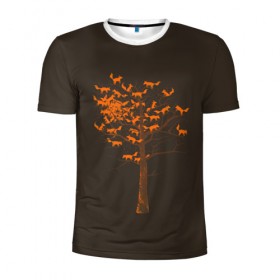 Мужская футболка 3D спортивная с принтом Дерево Лисиц в Кировске, 100% полиэстер с улучшенными характеристиками | приталенный силуэт, круглая горловина, широкие плечи, сужается к линии бедра | cute | fox | foxes | ginger | tail | tree | trees | дерево | деревья | забавная | лис | лиса | лисица | лисицы | лисичка | лисички | лисы | милая | рыжая | рыжие | смешная | фыр | хвост | хвосты