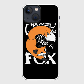 Чехол для iPhone 13 mini с принтом Crazy Like a Fox в Кировске,  |  | crazy | cute | fox | foxes | ginger | like | tail | безумие | безумная | забавная | лис | лиса | лисица | лисицы | лисичка | лисички | лисы | милая | рыжая | рыжие | смешная | фыр | хвост | хвосты