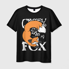 Мужская футболка 3D с принтом Crazy Like a Fox в Кировске, 100% полиэфир | прямой крой, круглый вырез горловины, длина до линии бедер | crazy | cute | fox | foxes | ginger | like | tail | безумие | безумная | забавная | лис | лиса | лисица | лисицы | лисичка | лисички | лисы | милая | рыжая | рыжие | смешная | фыр | хвост | хвосты