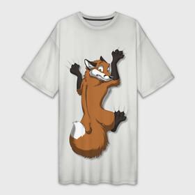 Платье-футболка 3D с принтом Лис Вцепился в Кировске,  |  | cute | fox | foxes | ginger | tail | вцепился | забавная | капаркается | лис | лиса | лисица | лисицы | лисичка | лисички | лисы | милая | рыжая | рыжие | смешная | фыр | хвост | хвосты