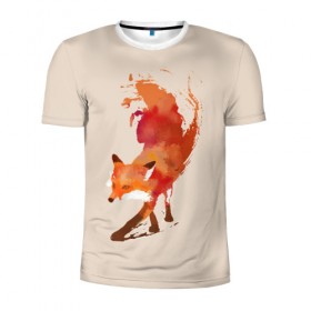 Мужская футболка 3D спортивная с принтом Paint Fox в Кировске, 100% полиэстер с улучшенными характеристиками | приталенный силуэт, круглая горловина, широкие плечи, сужается к линии бедра | cute | fox | foxes | ginger | paint | tail | забавная | краска | лис | лиса | лисица | лисицы | лисичка | лисички | лисы | милая | рыжая | рыжие | смешная | фыр | хвост | хвосты