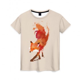 Женская футболка 3D с принтом Paint Fox в Кировске, 100% полиэфир ( синтетическое хлопкоподобное полотно) | прямой крой, круглый вырез горловины, длина до линии бедер | cute | fox | foxes | ginger | paint | tail | забавная | краска | лис | лиса | лисица | лисицы | лисичка | лисички | лисы | милая | рыжая | рыжие | смешная | фыр | хвост | хвосты