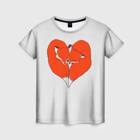 Женская футболка 3D с принтом Fox Love в Кировске, 100% полиэфир ( синтетическое хлопкоподобное полотно) | прямой крой, круглый вырез горловины, длина до линии бедер | Тематика изображения на принте: cute | fox | foxes | ginger | heart | love | tail | забавная | лис | лиса | лисица | лисицы | лисичка | лисички | лисы | любовь | милая | рыжая | рыжие | сердечко | смешная | фыр | хвост | хвосты