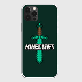 Чехол для iPhone 12 Pro с принтом Меч Minecraft в Кировске, силикон | область печати: задняя сторона чехла, без боковых панелей | Тематика изображения на принте: craft | creeper | enderman | mine | minecraft | miner | online | skeleton | sword | tnt | world | zombie | динамит | зомби | игра | игры | кирка | крипер | майнер | майнкрафт | меч | мир | онлайн | скелетон