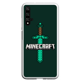 Чехол для Honor 20 с принтом Меч Minecraft в Кировске, Силикон | Область печати: задняя сторона чехла, без боковых панелей | Тематика изображения на принте: craft | creeper | enderman | mine | minecraft | miner | online | skeleton | sword | tnt | world | zombie | динамит | зомби | игра | игры | кирка | крипер | майнер | майнкрафт | меч | мир | онлайн | скелетон