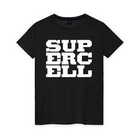 Женская футболка хлопок с принтом SUPERCELL в Кировске, 100% хлопок | прямой крой, круглый вырез горловины, длина до линии бедер, слегка спущенное плечо | supercell | игра | клеш | клэш | суперселл